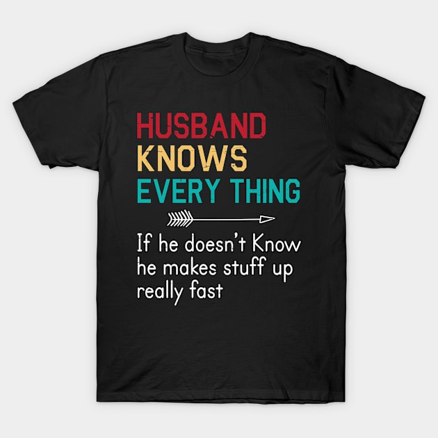 Husband Knows Everything If He Doesn't Know He Makes Stuff Up Really Fast Happy Father Parent Day T-Shirt by bakhanh123